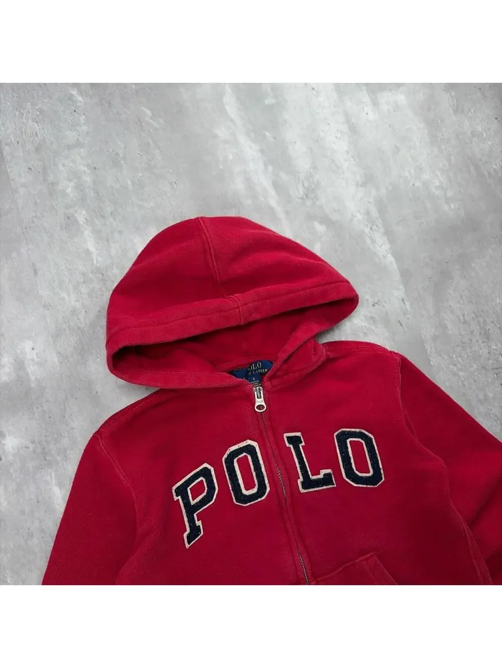 Y2K Red Polo Ralph Lauren Polo Spellout Grunge Zip Up Hoodie
